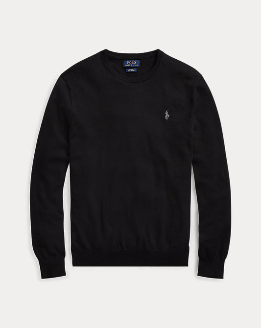 Slim Fit Cotton Sweater Black