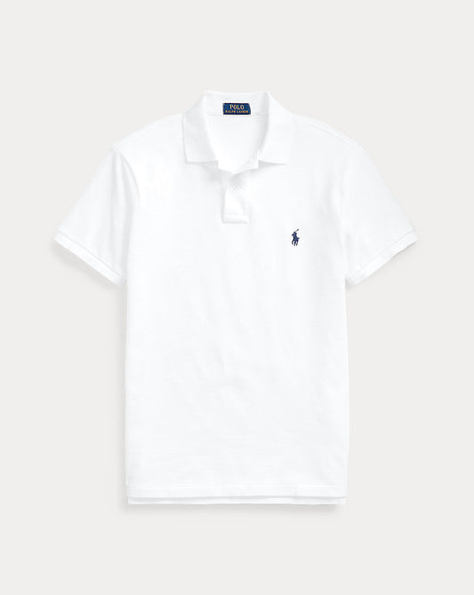 Slim Fit Mesh Polo Shirt White
