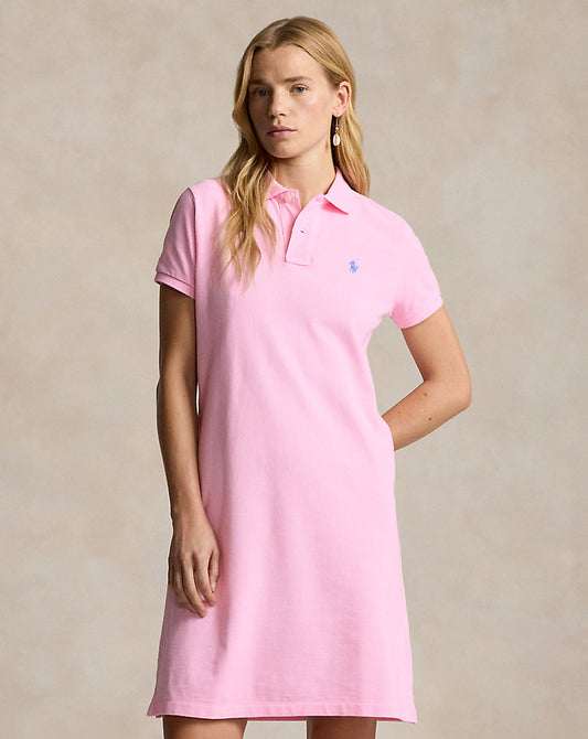 Cotton Mesh Polo Dress Carmel Pink