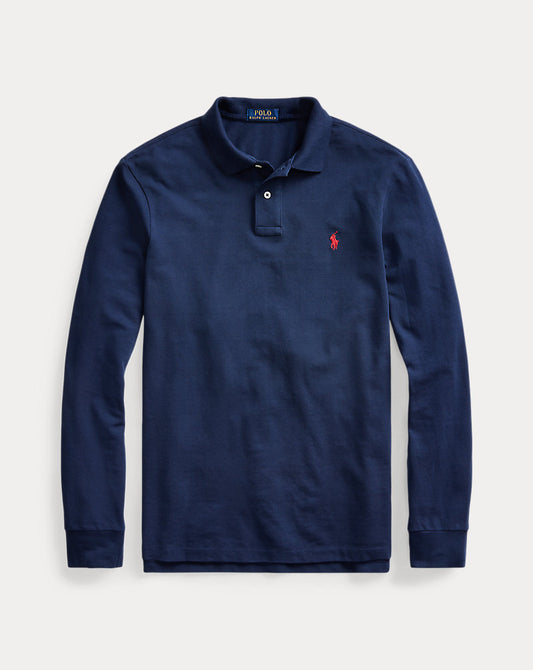 Custom Slim Fit Mesh Polo Shirt Newport Navy