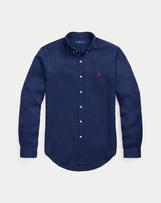 Slim Fit Linen Shirt Newport Navy