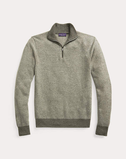 Cashmere Birdseye Quarter-Zip Jumper Light Grey Heather