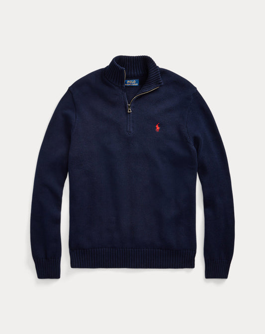 Cotton Quarter-Zip Jumper Hunter Navy
