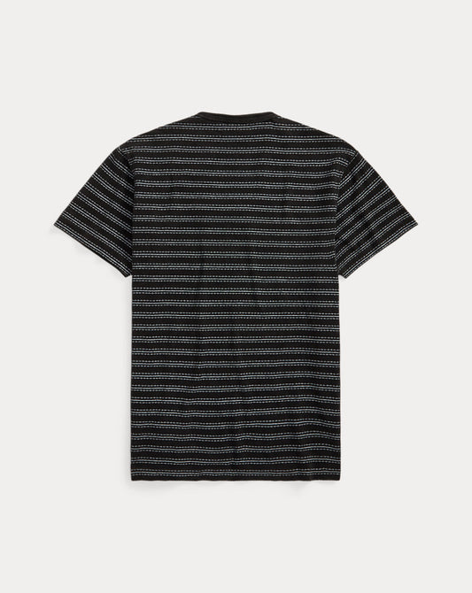 Indigo Striped Jacquard T-Shirt Black Multi