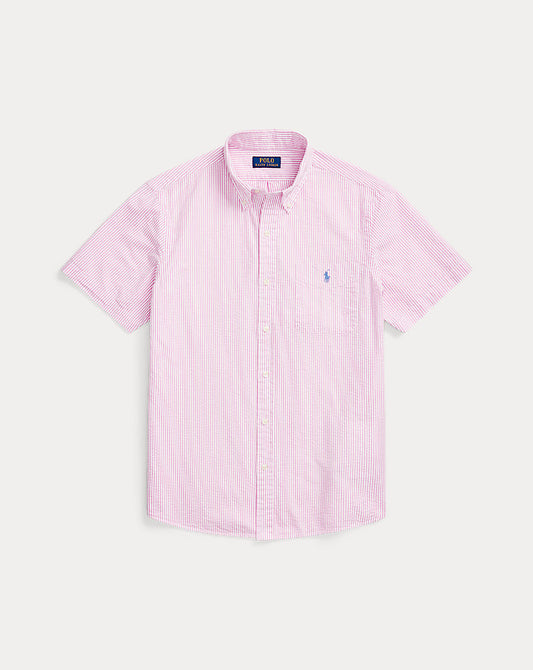 Custom Fit Seersucker Shirt Rose/White