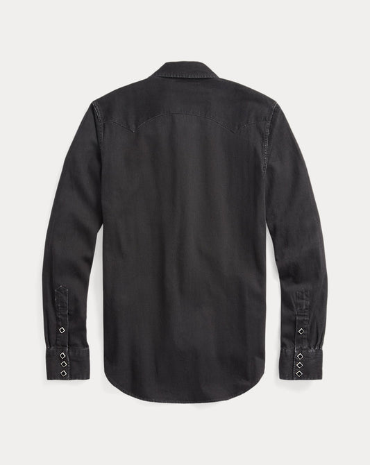 Slim Fit Denim Western Shirt Black