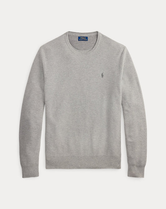 Mesh-Knit Cotton Crewneck Jumper Andover Heather