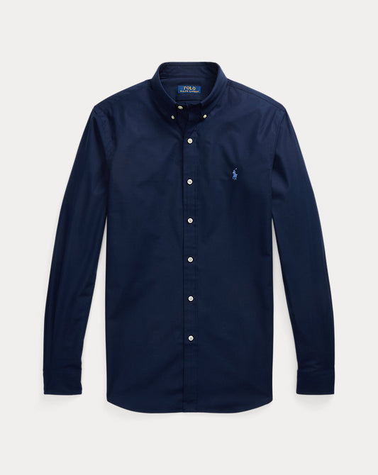Slim Fit Stretch Poplin Shirt Newport Navy