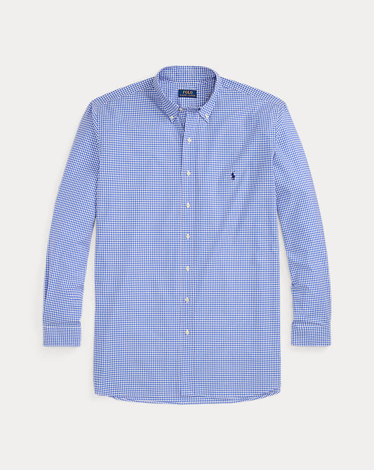 Gingham Stretch Poplin Shirt Blue/White Check