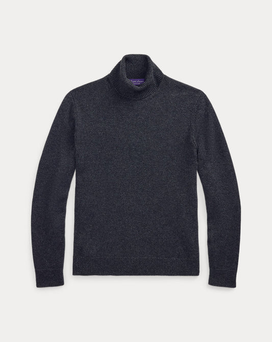 Cashmere Roll Neck Jumper Dark Grey Melange