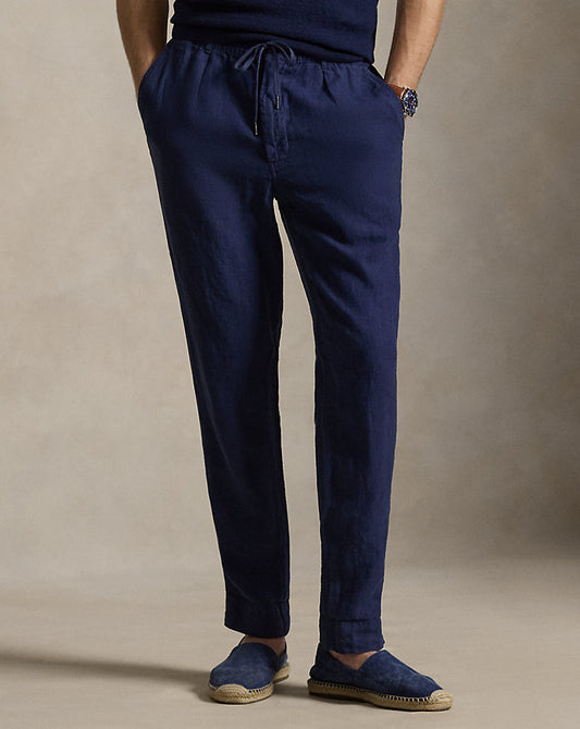 Lateef Slim Tapered Fit Linen Trouser Newport Navy