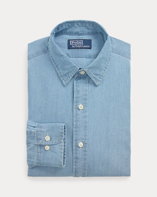 Custom Fit Indigo Chambray Shirt Nimes Blue/White