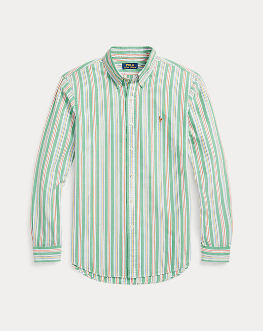 Custom Fit Striped Oxford Shirt 6268b Green/White Multi
