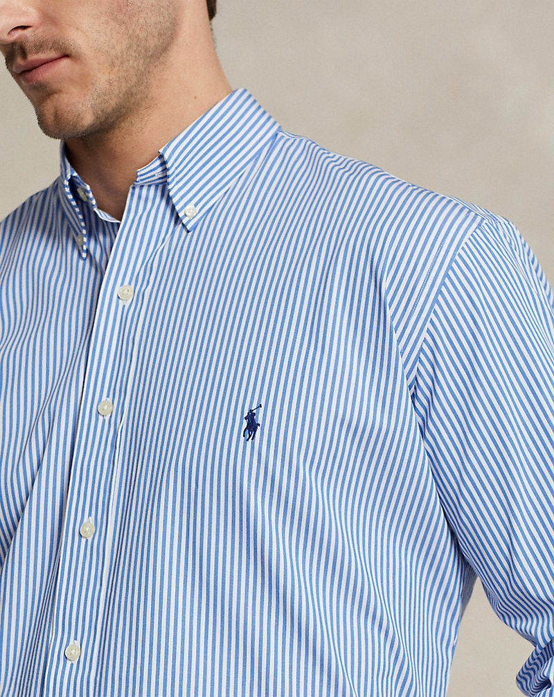 Striped Stretch Poplin Shirt 4655h Light Blue/White