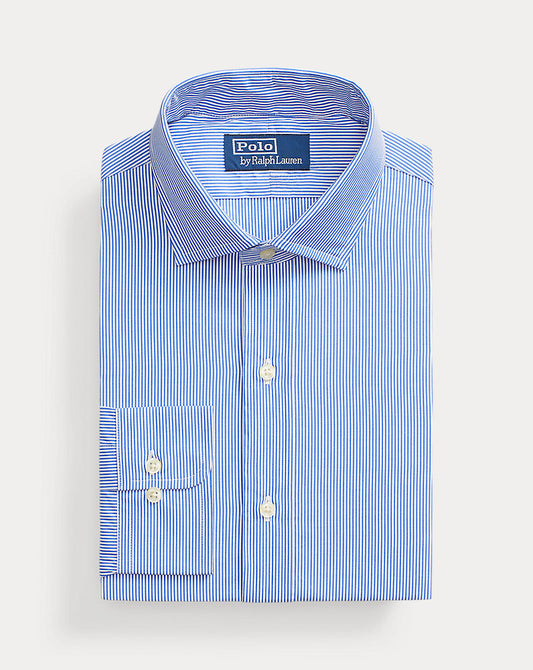 Custom Fit Striped Poplin Shirt Carolina Blue/White