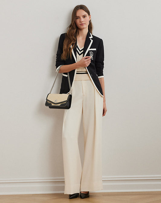 Two-Tone Georgette Blazer Black/Mascarpone Cream