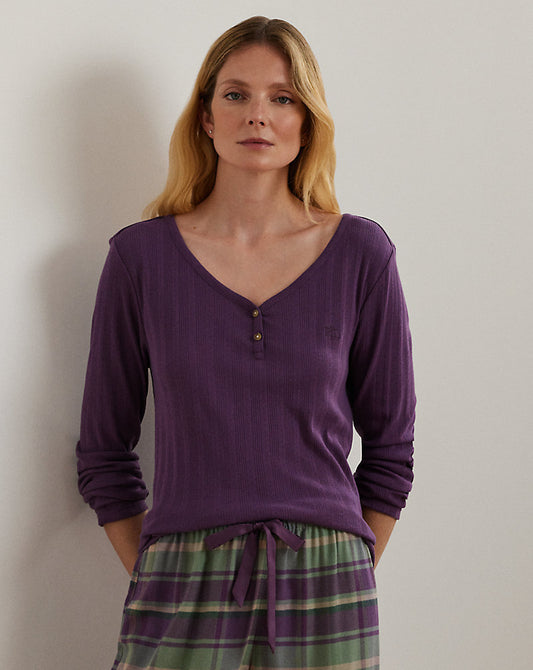 Plaid Cotton-Blend Henley Pyjama Set Multi
