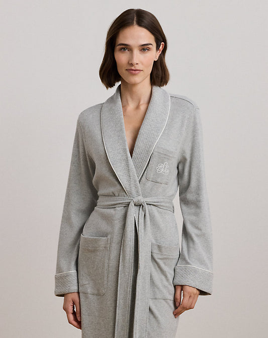 Quilted Shawl-Collar Robe Grey