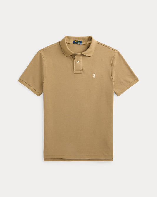 Slim Fit Mesh Polo Shirt Cafe Tan