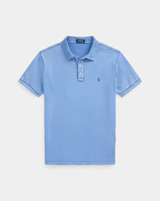 Custom Slim Fit Spa Terry Polo Shirt Campus Blue