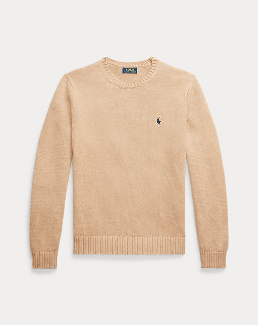 Cotton Crewneck Jumper Camel Melange