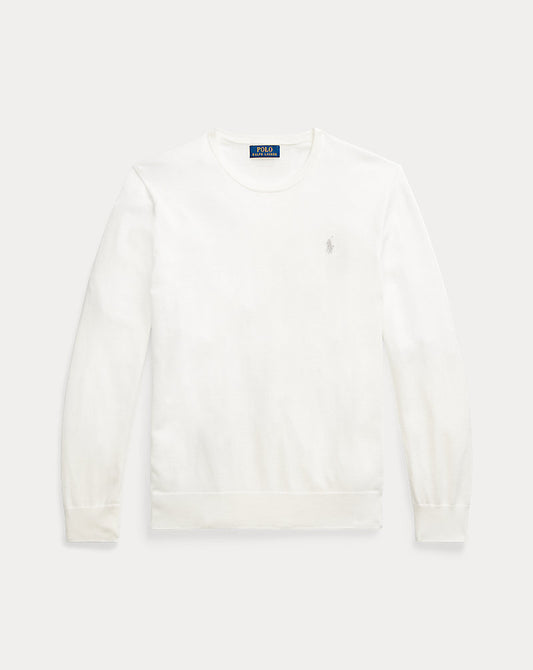 Slim Fit Textured Cotton Jumper Deckwash White