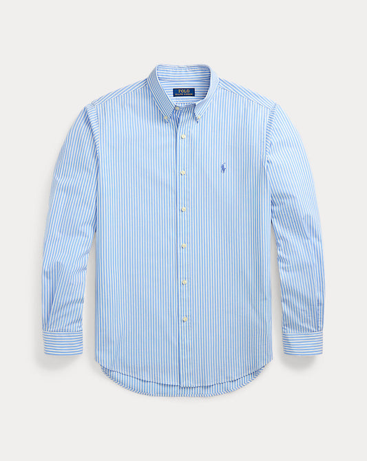 Custom Fit Striped Stretch Poplin Shirt Canvas Blue/White