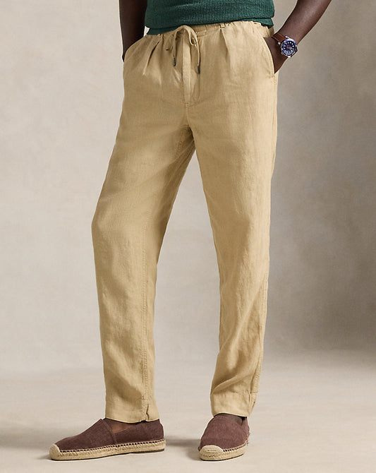 Lateef Slim Tapered Fit Linen Trouser Classic Khaki