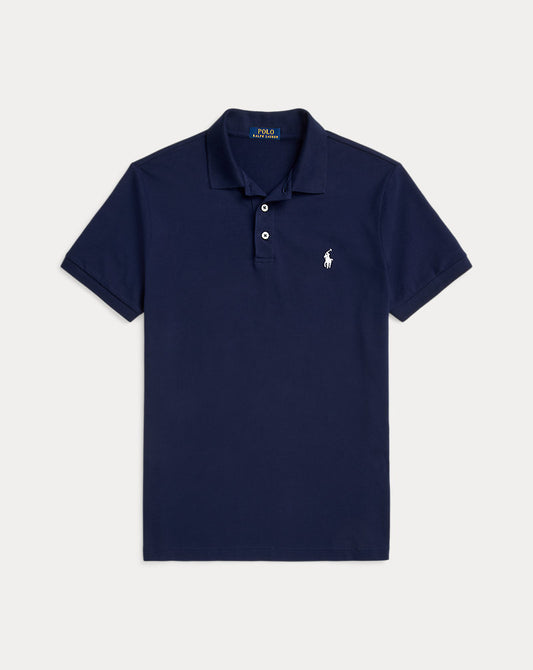 Custom Slim Fit Stretch Mesh Polo Shirt Refined Navy