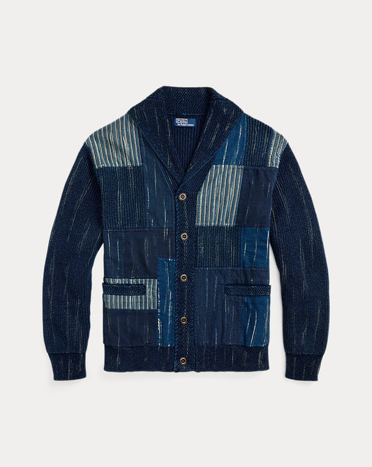 Patchwork Cotton Shawl Cardigan Indigo Combo
