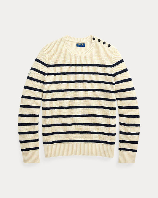 Striped Cotton-Linen Jumper Cream Combo