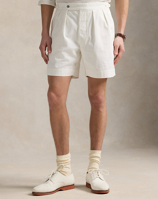 18 cm Relaxed Fit Pleated Twill Short Deckwash White