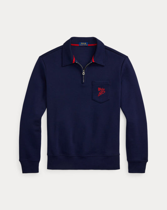 Double-Knit Mesh Collared Sweatshirt Cruise Navy Multi