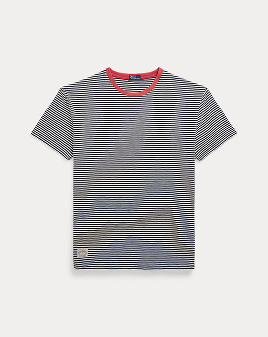 Classic Fit Striped Gauze Jersey T-Shirt Newport Navy/Nevis