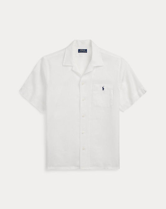 Classic Fit Linen Camp Shirt Ceramic White