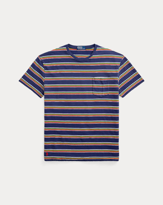 Classic Fit Striped Gauze Jersey T-Shirt New Classic Navy Multi
