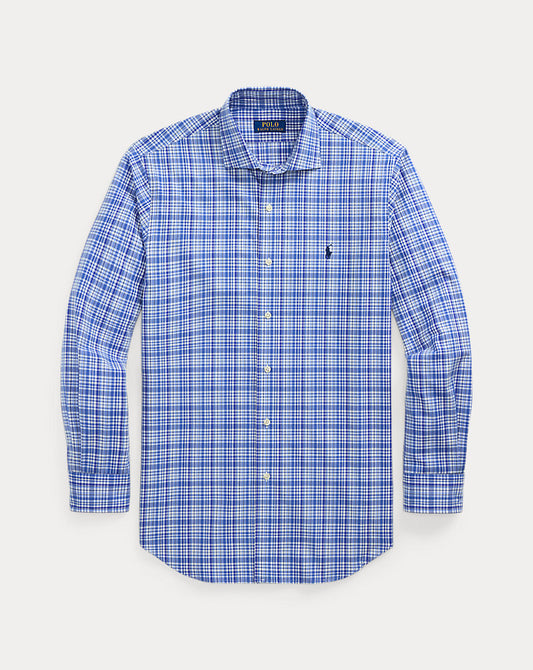 Classic Fit Plaid Stretch Poplin Shirt Blue Multi