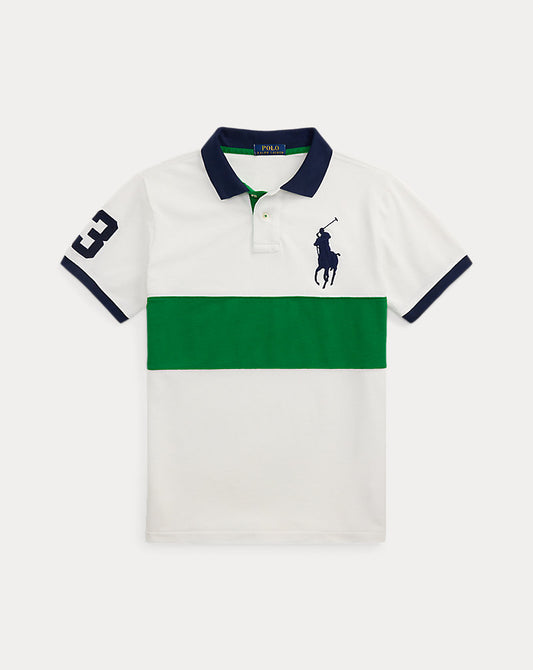 Custom Slim Fit Big Pony Mesh Polo Shirt Cruise Green Multi
