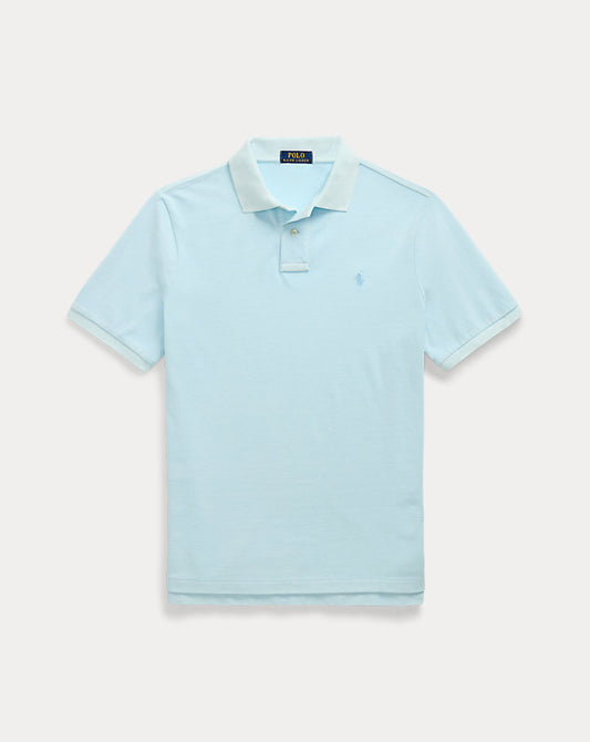 Custom Slim Mineral-Dyed Mesh Polo Shirt Sky