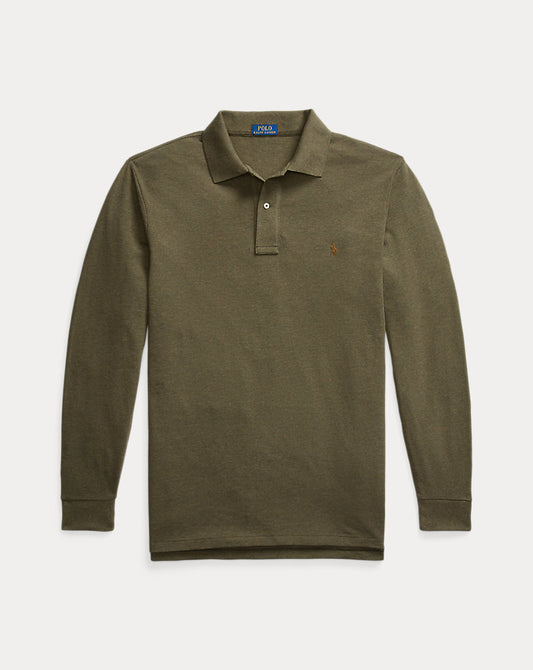 Mesh Long-Sleeve Polo Shirt Service Green Hthr