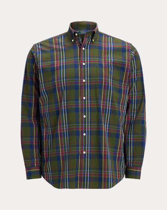 Plaid Performance Shirt Olive Navy Multi