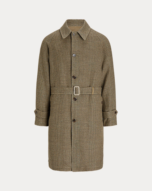 Reversible Plaid Tweed-Poplin Topcoat Olive/dark Olive
