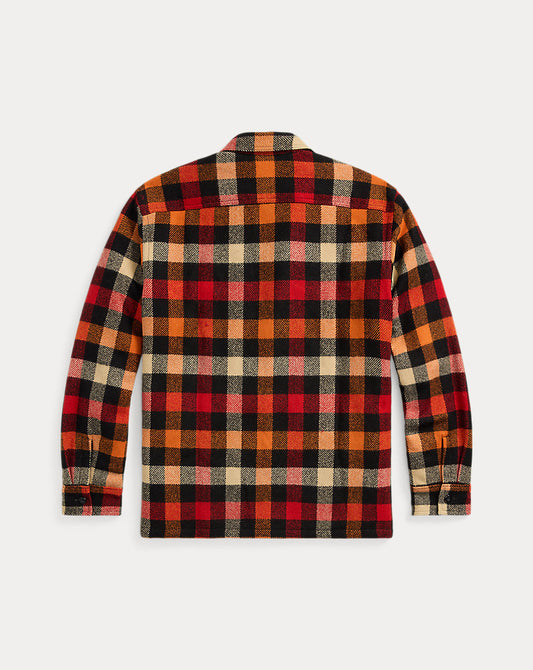 Checked Wool Overshirt Red/Orange Multi