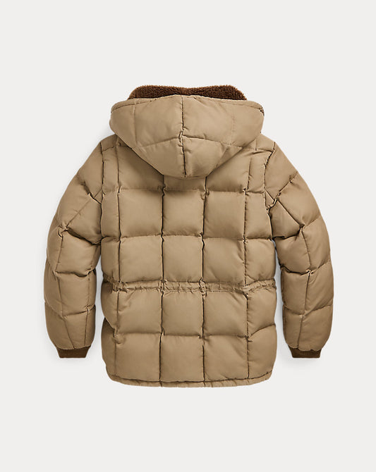 Quilted Hooded Jacket Vintage Khaki