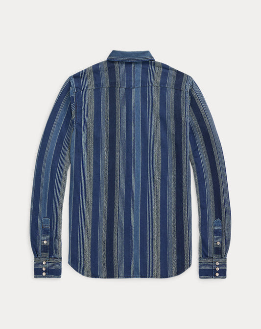 Slim Fit Indigo Striped Western Shirt Indigo/Multi