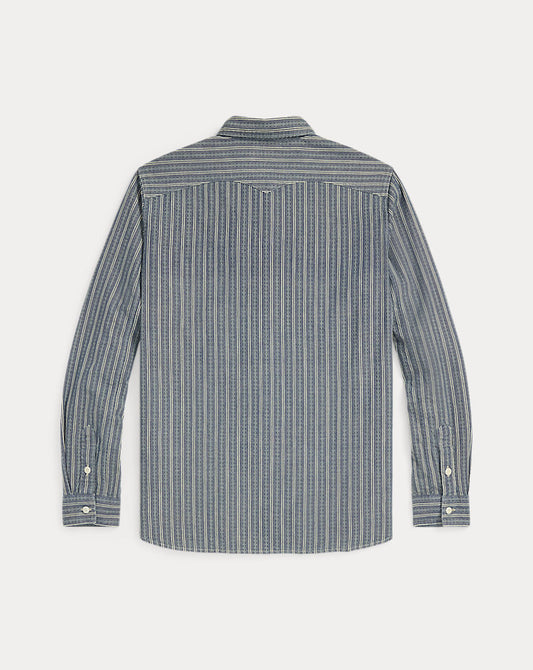 Striped Dobby-Chambray Workshirt Indigo/Cream