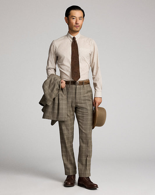 Slim Fit Print Woven Shirt Tan Multi