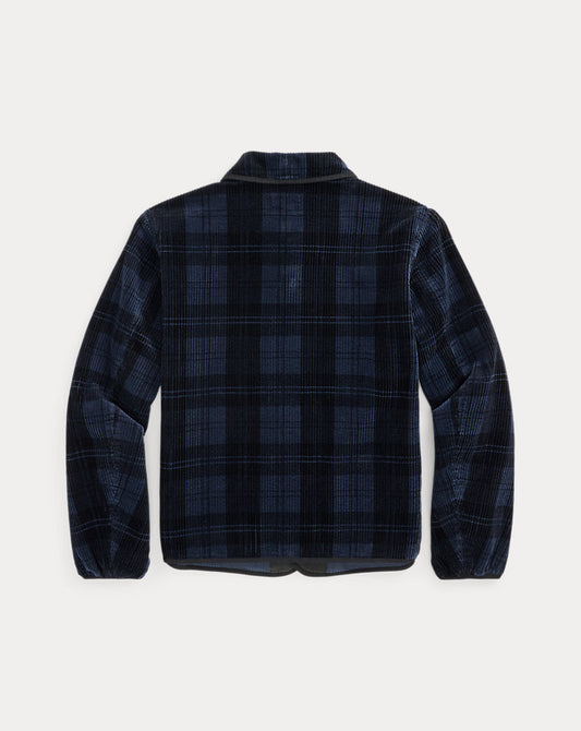 Plaid-Print Corduroy Jacket Indigo Charcoal Plaid