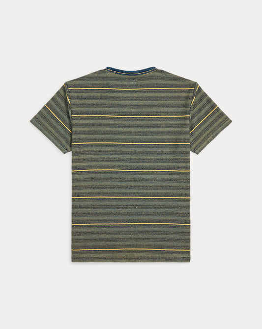 Indigo Striped Jacquard T-Shirt Cream/Multi