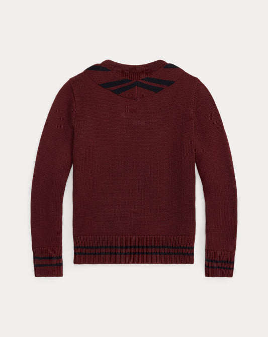 Appliqu¨¦d Wool Jumper Maroon/Navy